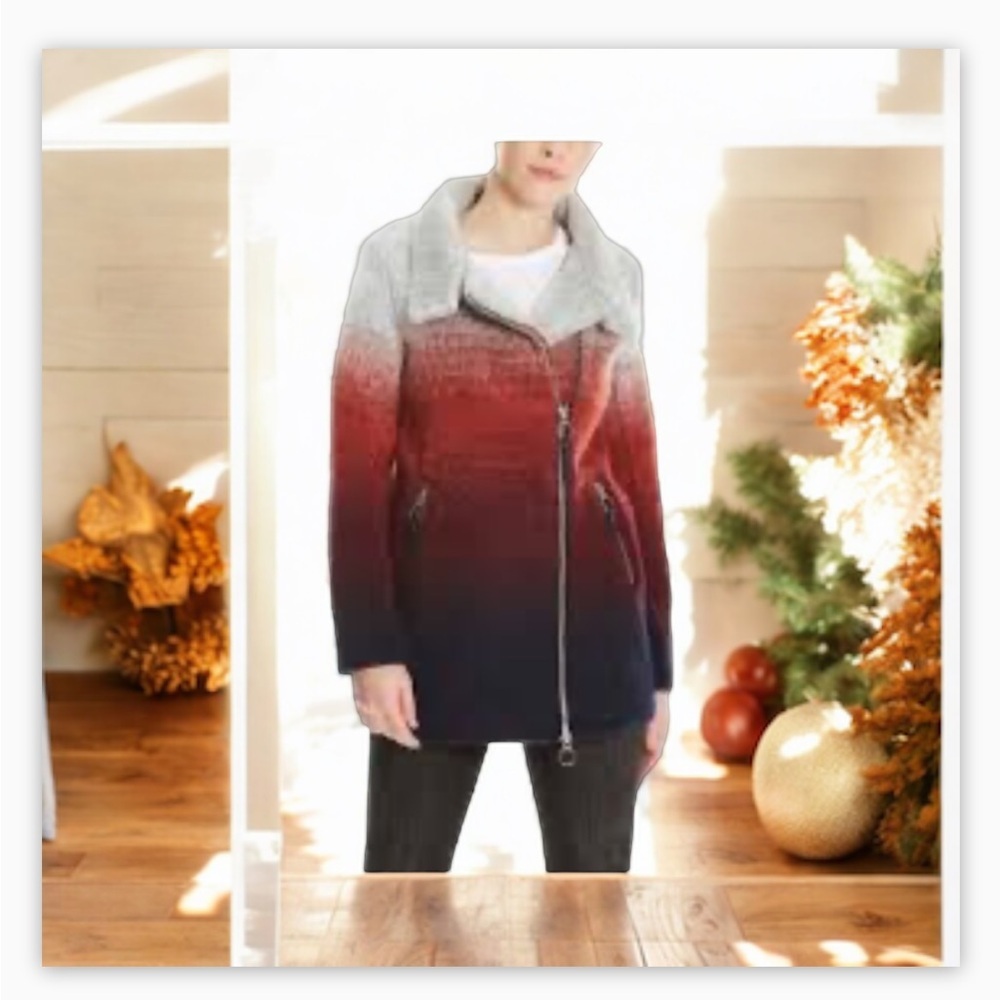 Bench Coat -textured-red,gray  ombré -Gently Used Sz Small​​​​​​ - Picture 5 of 15